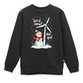 Stopp Windräder - Lasst es schneien, nicht drehen - Kinder Premium Organic Sweatshirt - Schwarz - Vorne - AI Model Kid Female (0cm)