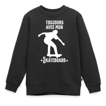 toujours avec mon Skateboard - Sweat Premium enfant bio - noir - Devant - AI Model Kid Female (0cm)