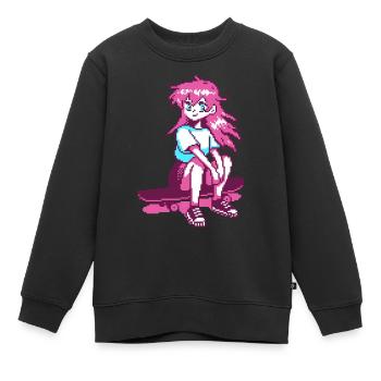 8bit SK8er GRL - Sweat Premium enfant bio - noir - Devant - AI Model Kid Female (0cm)