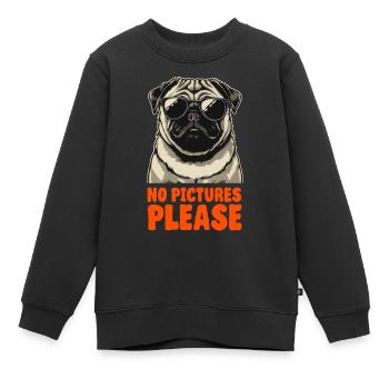 Carlin avec des lunettes de soleil - Pas de photos s’il vous plaît - Confidentialité - Sweat Premium enfant bio - noir - Devant - AI Model Kid Female (0cm)
