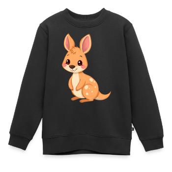 Verspieltes Cartoon-Känguru - Kinder Premium Organic Sweatshirt - Schwarz - Vorne - AI Model Kid Female (0cm)
