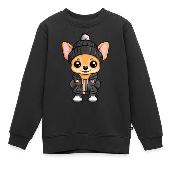 Chihuahua Hund Stylisch - Kinder Premium Organic Sweatshirt - Schwarz - Vorne - AI Model Kid Female (0cm)