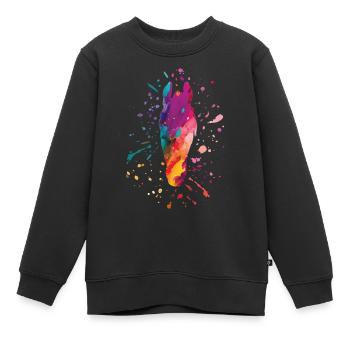 pferdekopf bunt - Kinder Premium Organic Sweatshirt - Schwarz - Vorne - AI Model Kid Female (0cm)