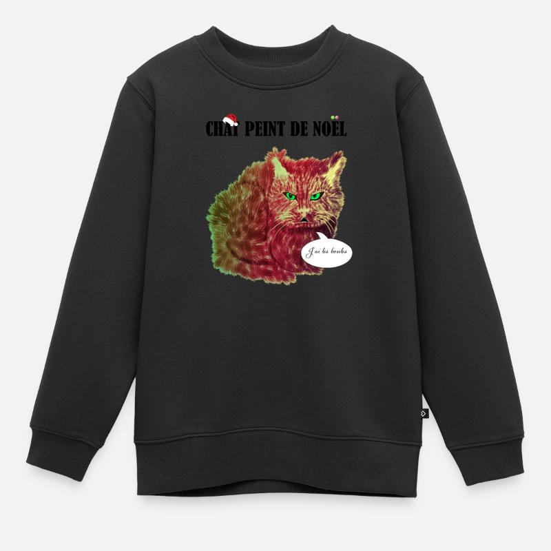 Le Chat peint de Noêl - Sweat Premium enfant bio - noir