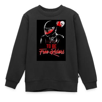 FR49 - Born to be Free Riders Red version - Sweat Premium enfant bio - noir - Devant - AI Model Kid Female (0cm)