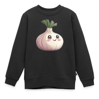 Knoblauch - Kinder Premium Organic Sweatshirt - Schwarz - Vorne - AI Model Kid Female (0cm)
