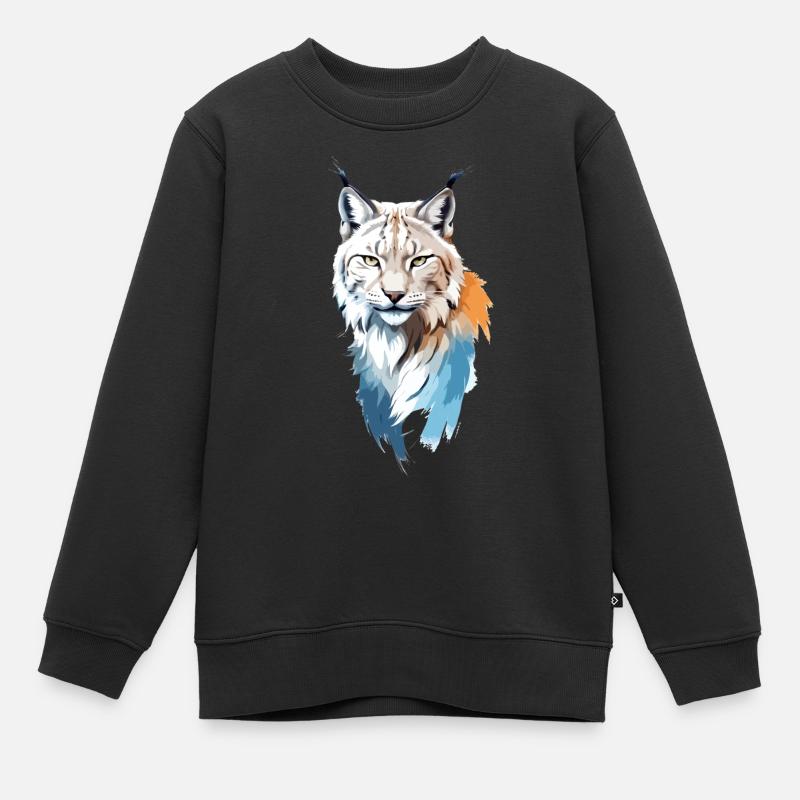 Luchs-Vektor-Kunst mit lebendiger Farbillustration - Kinder Premium Organic Sweatshirt - Schwarz