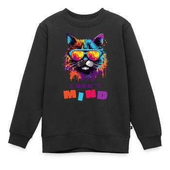 Cool Cat - Ça ne me dérange pas - Sweat Premium enfant bio - noir - Devant - AI Model Kid Female (0cm)