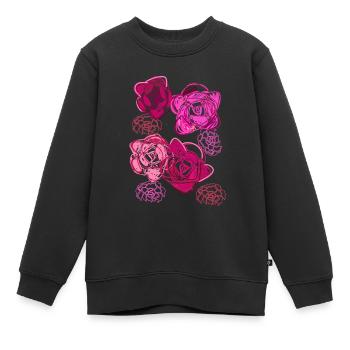 Roses, fleurs, illustration, rose - Sweat Premium enfant bio - noir - Devant - AI Model Kid Female (0cm)