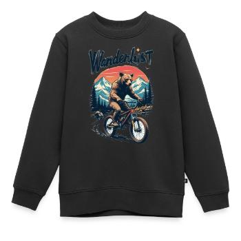 Grizzly on Bike - Wanderlust - Kinder Premium Organic Sweatshirt - Schwarz - Vorne - AI Model Kid Female (0cm)