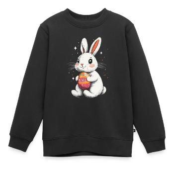 Lapin de Pâques avec oeuf de Pâques Vintage - Sweat Premium enfant bio - noir - Devant - AI Model Kid Female (0cm)