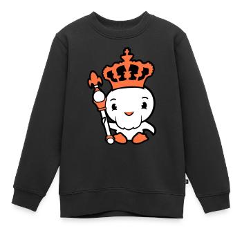 Oiseau Roi Couronne Souverain Barbe Ancien Empire - Sweat Premium enfant bio - noir - Devant - AI Model Kid Female (0cm)