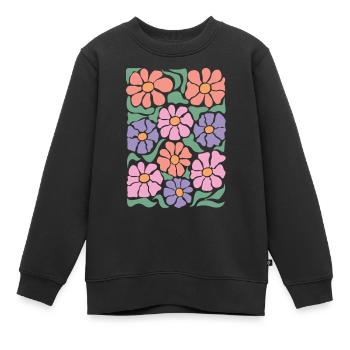 Boho Flora Blumen - Kinder Premium Organic Sweatshirt - Schwarz - Vorne - AI Model Kid Female (0cm)