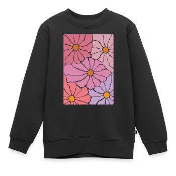 Boho Flora Blumen - Kinder Premium Organic Sweatshirt - Schwarz - Vorne - AI Model Kid Female (0cm)