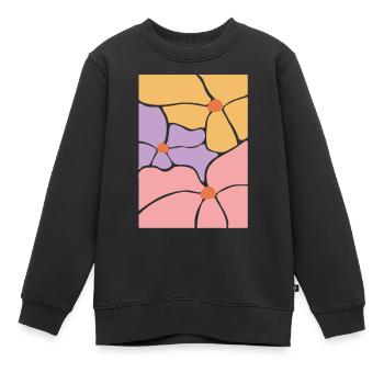 Boho Flora Blumen - Kinder Premium Organic Sweatshirt - Schwarz - Vorne - AI Model Kid Female (0cm)