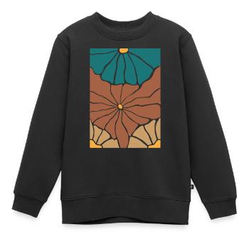 Boho Flora Blumen - Kinder Premium Organic Sweatshirt - Schwarz - Vorne - AI Model Kid Female (0cm)