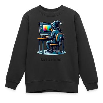 Editing Hacker - Kreativ im Tunnel - Kinder Premium Organic Sweatshirt - Schwarz - Vorne - AI Model Kid Female (0cm)
