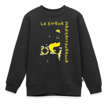Sirene Mediterranéenne Jaune Pêche - Sweat Premium enfant bio - noir - Devant - AI Model Kid Female (0cm)