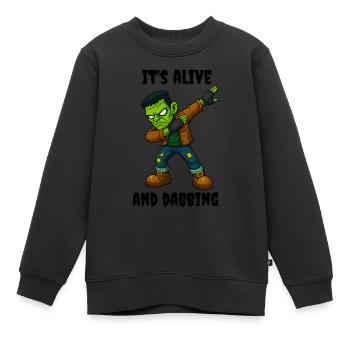 Grünes Narben Monster lebt und dabt an Halloween - Kinder Premium Organic Sweatshirt - Schwarz - Vorne - AI Model Kid Female (0cm)