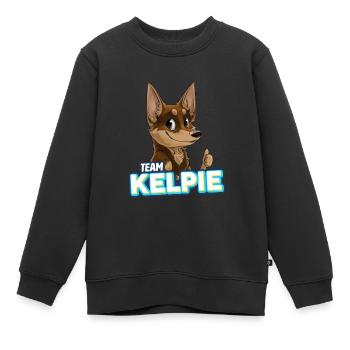 TEAM Kelpie - Chocolate & Tan - Kids Premium Organic Sweatshirt - black - Front - AI Model Kid Female (0cm)