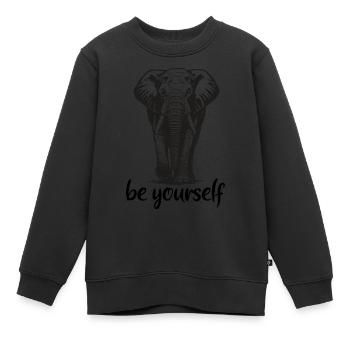 Elefant - Be yourself - Stoßzahn - Elfenbein - Kinder Premium Organic Sweatshirt - Schwarz - Vorne - AI Model Kid Female (0cm)