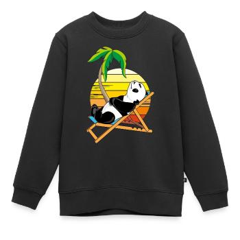 Ours panda heureux se relaxant sur la chaise longue - Sweat Premium enfant bio - noir - Devant - AI Model Kid Female (0cm)