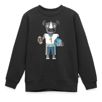 Rhino de football américain en mission d’atterrissage - Sweat Premium enfant bio - noir - Devant - AI Model Kid Female (0cm)