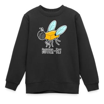 Mouche au beurre - Mouche au beurre Flat Joke - Sweat Premium enfant bio - noir - Devant - AI Model Kid Female (0cm)