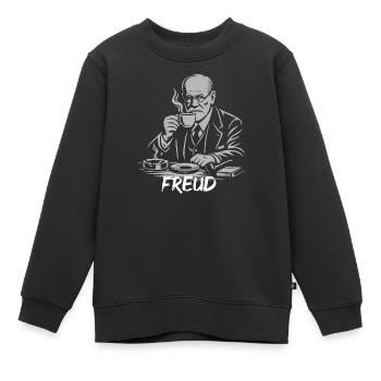 Freud Kaffeepause Illustration - Kinder Premium Organic Sweatshirt - Schwarz - Vorne - AI Model Kid Female (0cm)