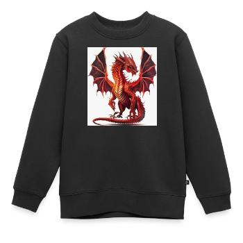 Feuerroter Drachen-Aquarell - Kinder Premium Organic Sweatshirt - Schwarz - Vorne - AI Model Kid Female (0cm)