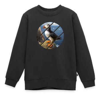 Macareux sur une falaise - Sweat Premium enfant bio - noir - Devant - AI Model Kid Female (0cm)