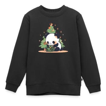 Panda Bear Christmas tree - Kinder Premium Organic Sweatshirt - Schwarz - Vorne - AI Model Kid Female (0cm)