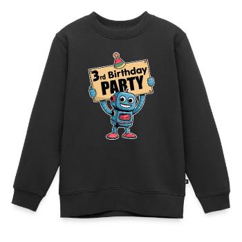 Ich bin drei Jahre dritter Geburtstag mit Roboter - Kinder Premium Organic Sweatshirt - Schwarz - Vorne - AI Model Kid Female (0cm)
