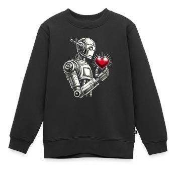 Roboter mit Herz - Kinder Premium Organic Sweatshirt - Schwarz - Vorne - AI Model Kid Female (0cm)