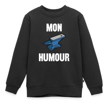 mon humour - Sweat Premium enfant bio - noir - Devant - AI Model Kid Female (0cm)