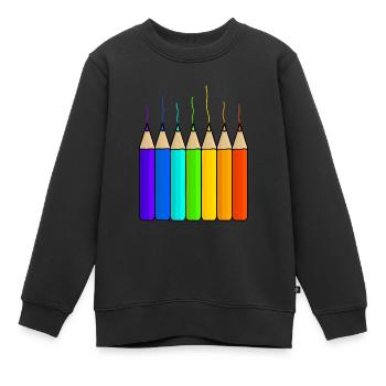Colorés anse arc-en-ciel enfants scolarisation - Sweat Premium enfant bio - noir - Devant - AI Model Kid Female (0cm)