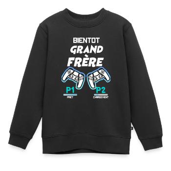 Bientôt grand frère - Sweat Premium enfant bio - noir - Devant - AI Model Kid Female (0cm)