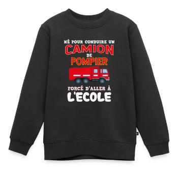 Pompier Véhiciule Cadeau Pour Mon Garçon - Sweat Premium enfant bio - noir - Devant - AI Model Kid Female (0cm)