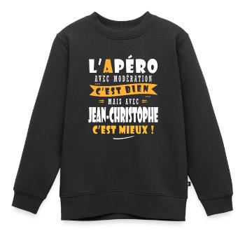 Jean-christophe cadeau cadeau jean christophe - Sweat Premium enfant bio - noir - Devant - AI Model Kid Female (0cm)