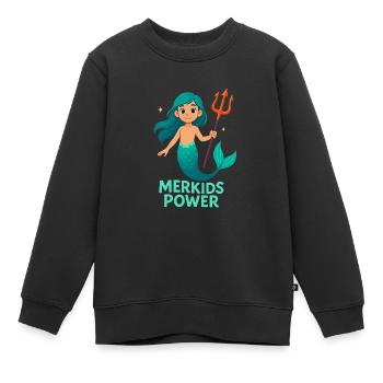Merkids Power Mädchen - Kinder Premium Organic Sweatshirt - Schwarz - Vorne - AI Model Kid Female (0cm)