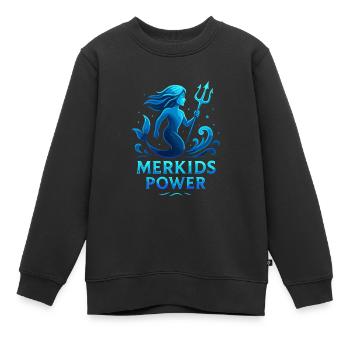 Merkids Power - Kinder Premium Organic Sweatshirt - Schwarz - Vorne - AI Model Kid Female (0cm)