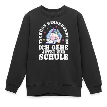 Einschulung Einhorn Tschüss Kindergarten - Kinder Premium Organic Sweatshirt - Schwarz - Vorne - AI Model Kid Female (0cm)