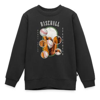 Baseball Ball Handschuh Schläger Vintage Retro - Kinder Premium Organic Sweatshirt - Schwarz - Vorne - AI Model Kid Female (0cm)