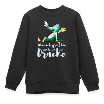 TABALUGA Wenn Ich Groß Bin, Werde Ich Ein Drache - Kinder Premium Organic Sweatshirt - Schwarz - Vorne - AI Model Kid Female (0cm)