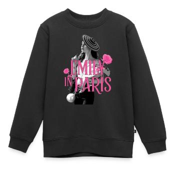 Emily In Paris Emily Mit Logo Und Rosen - Kinder Premium Organic Sweatshirt - Schwarz - Vorne - AI Model Kid Female (0cm)