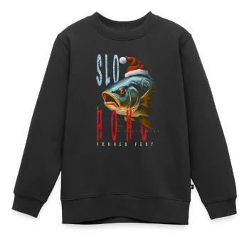 sloth Weihnachtsfisch Slo Ho Ho - Kinder Premium Organic Sweatshirt - Schwarz - Vorne - AI Model Kid Female (0cm)