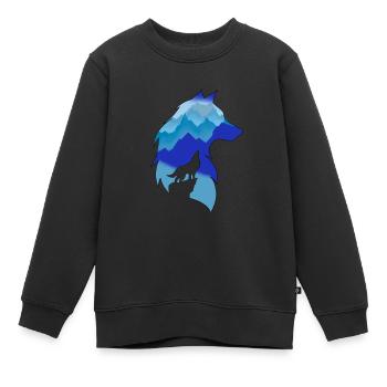 Loup des montagnes bleues - Sweat Premium enfant bio - noir - Devant - AI Model Kid Female (0cm)