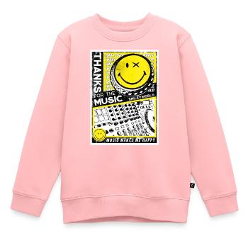 Smiley für Musikliebhaber mit Dj Mischpult - Kinder Premium Organic Sweatshirt - Rosa - Vorne - AI Model Kid Female (0cm)