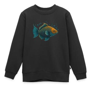 Fisch Illustration - Kinder Premium Organic Sweatshirt - Schwarz - Vorne - AI Model Kid Female (0cm)