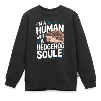 hérisson animal épineux hérisson - Sweat Premium enfant bio - noir - Devant - AI Model Kid Female (0cm)